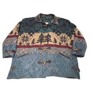 Vintage Kathryn Deene Wool Southwestern Toggle Coat Jacket Men's XL Oversized